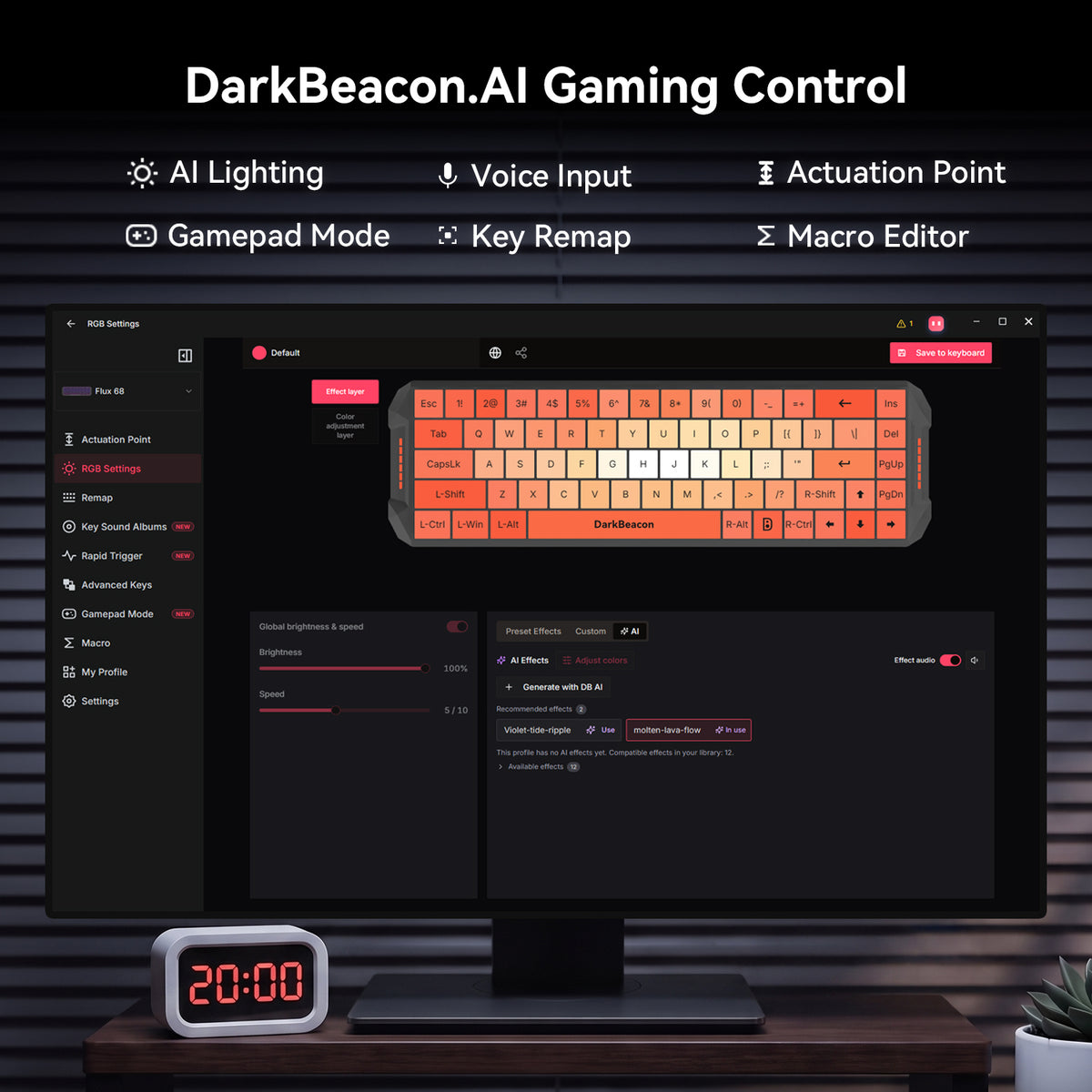 Flux 68 Wired Hall Effect Magnetic Switch Gaming Keyboard