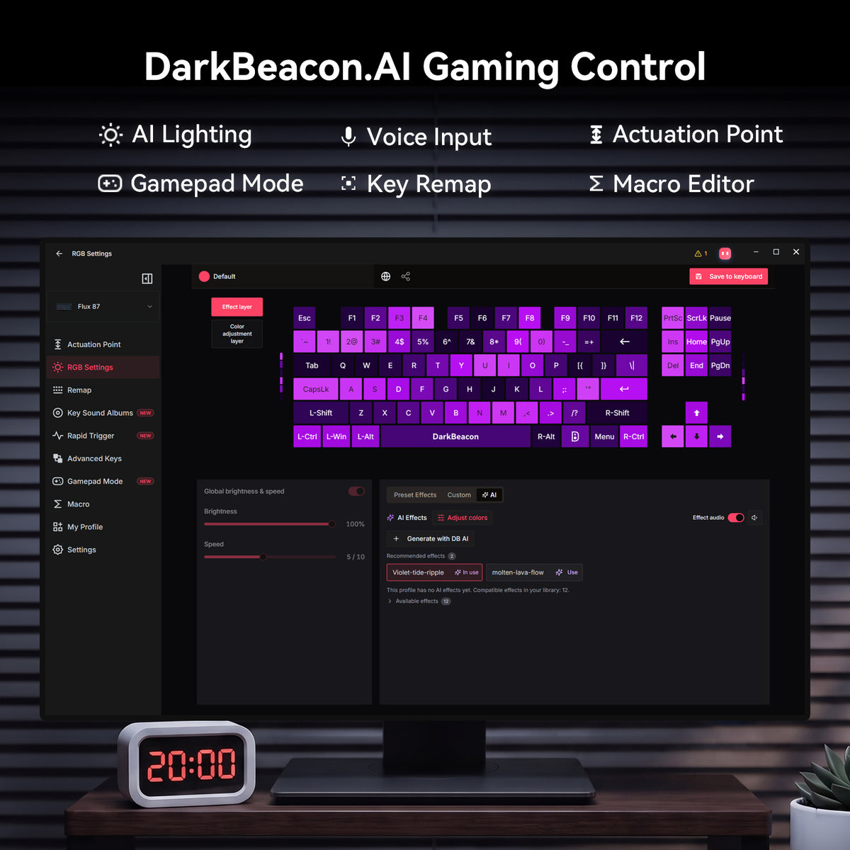 Flux 87 Wired Hall Effect Magnetic Switch Gaming Keyboard